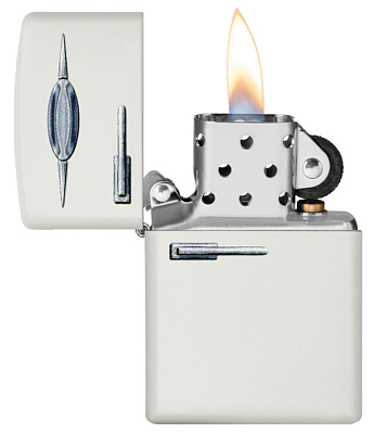 Зажигалка ZIPPO Retro Fridge Design с покрытием White Matte, латунь/сталь, серебристая, 38x13x57 мм