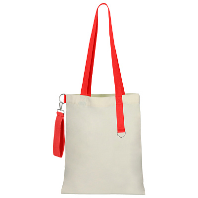 Сумка для покупок White GLOW 325 г/м² с ремувкой, красная (Бежевый/красный)