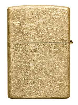 Зажигалка ZIPPO Classic с покрытием Tumbled Brass, латунь/сталь, золотистая, матовая, 38x13x57 мм