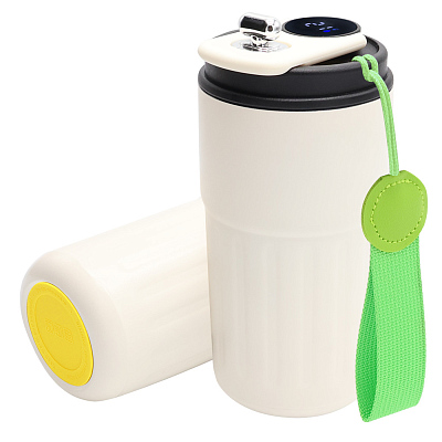 Термокружка Ashly To Go, белая/светло- зелёная/жёлтая (Белый/светло- зелёный/жёлтый)