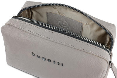 Косметичка BUGATTI Bella, бежевая, воловья кожа/полиэстер, 19х8,5х11 см