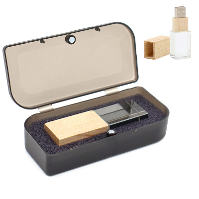 Флешка Кристал Bamboo 16 Гб в футляре  (Светло-коричневый)