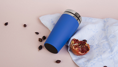 Термостакан "Эльбрус", покрытие soft touch, синий