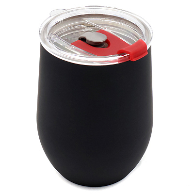Термокружка с двойной стенкой SOFTO To Go софт-тач, черная/красная (Черный/красный)