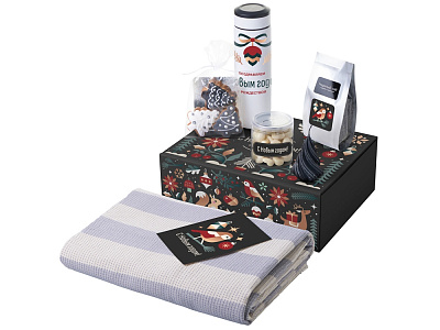 Подарочный набор Re:Warm с пледом, термосом и свечой (Белый)