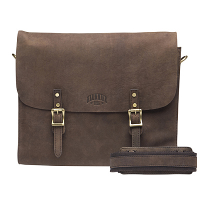 Сумка KLONDIKE «Brett», натуральная кожа в темно-коричневом цвете, 38 х 33 х 7 см (Коричневый)