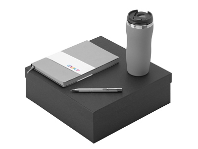 Подарочный набор Color it с блокнотом, металлической ручкой и термокружкой (Серый)