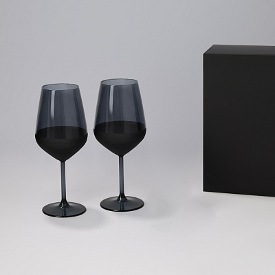 Подарочный набор 2 бокала для вина Блэк Эдишн (Black edition) в черной коробке (Чёрный)