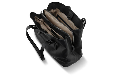 Сумка женская BUGATTI Bella, чёрная, воловья кожа/полиэстер, 33х14х25 см