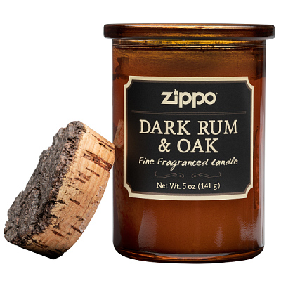 Ароматизированная свеча ZIPPO Dark Rum & Oak, воск/хлопок/кора древесины/стекло, 70x100 мм