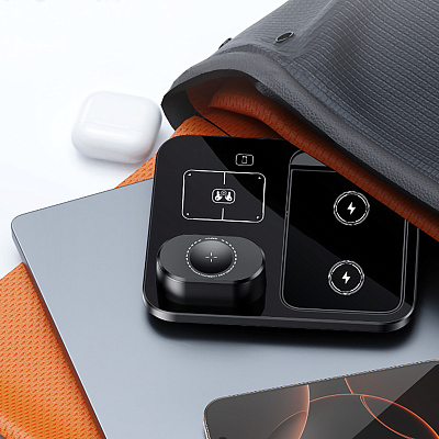 Беспроводная (15W) зарядная станция "Lift" с сенсорным подъёмным механизмом, черный