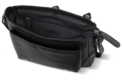 Сумка женская KLONDIKE GOLD «Amber», натуральная кожа в черном цвете, 27,5 х 19 х 10 см