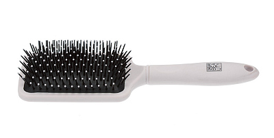 Щетка массажная Dewal Beauty серия "Прованс" с пластиковым штифтом, квадратная, пудровая, 13 рядов (Бежевый)