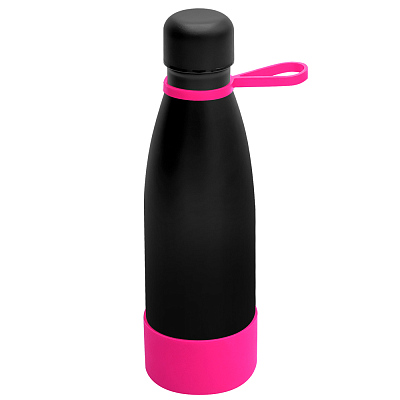 Термобутылка герметичная вакуумная Olivia To Go, чёрный/розовый (Белый/розовый)
