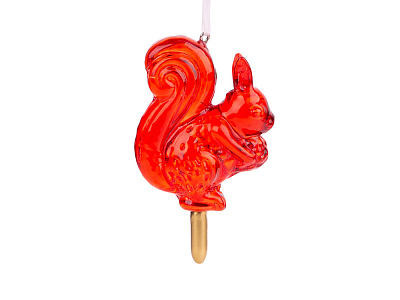 Новогоднее ёлочное украшение Белочка из стекла (Оранжевый)