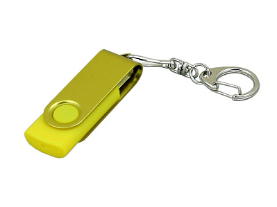 USB 2.0- флешка промо на 4 Гб с поворотным механизмом и однотонным металлическим клипом (Желтый)
