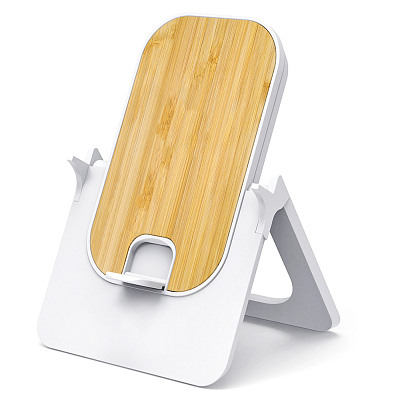 Беспроводное зарядное устройство Bambooco 15W  с бамбуковым (Белый)