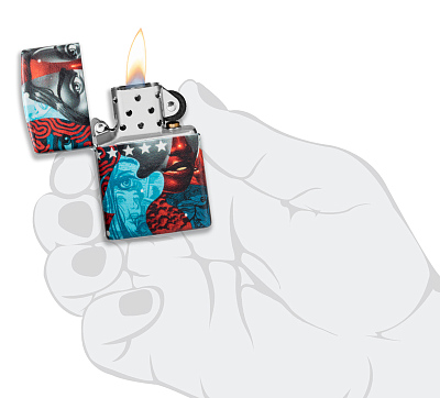Зажигалка Zippo Tristan Eaton с покрытием White Matte, латунь/сталь, разноцветная, 38x13x57 мм