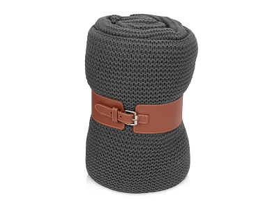 Плед акриловый Chain без кожаного ремня (Темно-серый, коричневый)