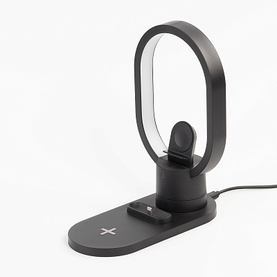 Настольная беспроводная (15W) зарядная станция "Starship" с лампой, черный