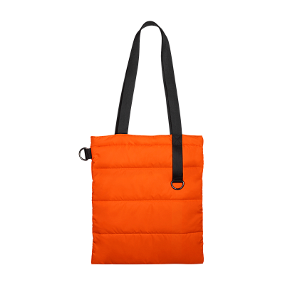 Шоппер Superbag Bubble, стёганый, без застёжки (оранжевый с черным) (Оранжевый с черным)