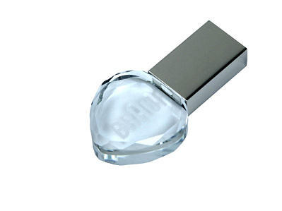 USB 2.0- флешка на 16 Гб под гравировку 3D логотипа (Серебристый/прозрачный с зеленой подсветкой)