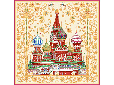 Платок Собор Василия Блаженного (Разноцветный) Платок Собор Василия Блаженного (Разноцветный)