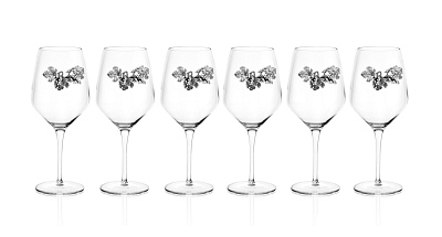 Комплект бокалов для красного вина 6 шт  UVA BLACK в подарочной упаковке  (Прозрачный)