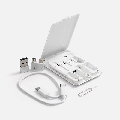 Органайзер с беспроводной зарядкой и набором адаптеров Octopod  (Белый)