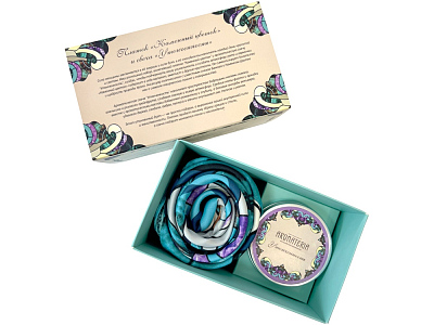 Набор: платок Каменный цветок и свеча Утонченность (Малахитовый)