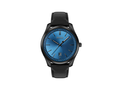 Наручные часы Circuit, мужские (Корпус- черный, циферблат- синий, крепление- черный)