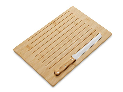 Разделочная доска из бамбука Круста с хлебным ножом (Натуральный) Разделочная доска из бамбука Круста с хлебным ножом (Натуральный)
