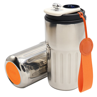 Термокружка Ashly To Go, серебристая/оранжевая (Серебристый/оранжевый)