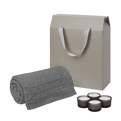 Подарочный набор Sento, Fado  (свечи, плед) (Серый)