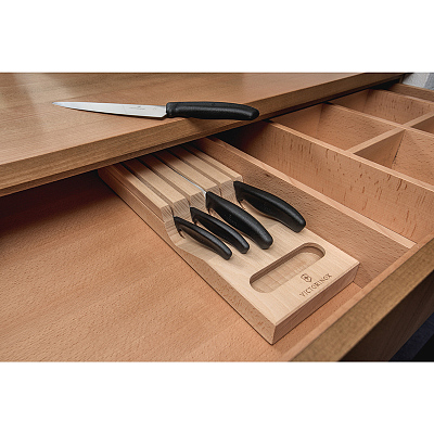 Набор из 5 кухонных ножей VICTORINOX, в подставке из бука, 43x6,5x14,5 см, 2,14 кг