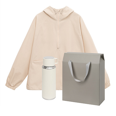 Премиум набор с одеждой RISSMAN (ветровка, термос) , XL/2XL (Бежевый)