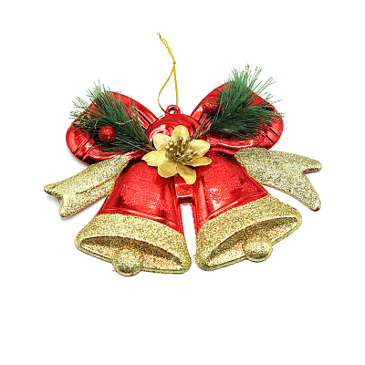 Пластиковое украшение - колокольчики красно-золотистые (Красный)