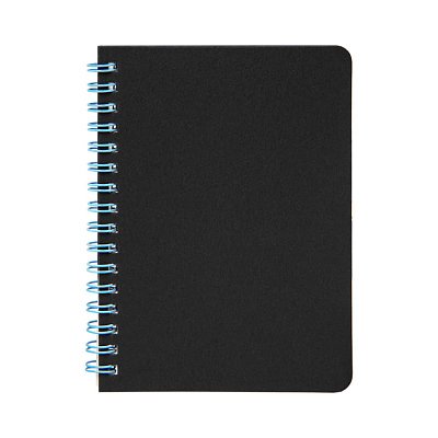 Блокнот на двойной пружине HELIX MINI, 105 х 150  мм, черный с голубым, блок в клетку