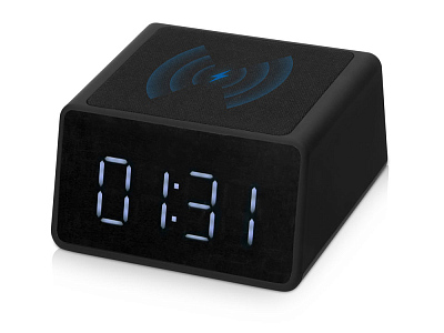 Беспроводная колонка с часами и функцией беспроводной зарядки Sentry (Чёрный)