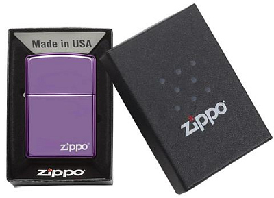 Зажигалка ZIPPO Classic с покрытием Abyss™, латунь/сталь, фиолетовая с логотипом, 38x13x57 мм