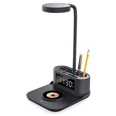 Лампа-органайзер Crolly c беспроводной зарядкой 15W, черный (Чёрный)