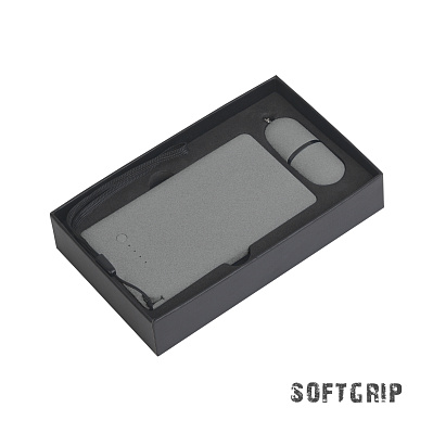 Набор "Камень" на 2 предмета, 4000 mAh /16Gb, с покрытием soft grip  (Серый)