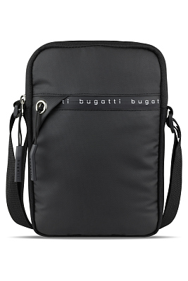 Сумка через плечо BUGATTI Blanc Delight, чёрная, нейлон RPET600D/тарпаулин/полиэстер, 16х4х23 см
