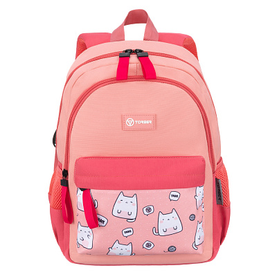 Рюкзак TORBER CLASS X Mini  с орнаментом, полиэстер 900D + Мешок для обуви в подарок! (Розовый)