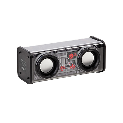 Bluetooth колонка "Buzz Light" 10Вт (2х5Вт) с разноцветной подсветкой-эквалайзером и прозрачным корпусом, черный (Чёрный)