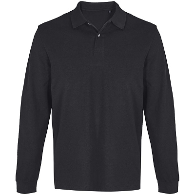 Рубашка поло унисекс с длинным рукавом Pacific LSL, черная (Чёрный)