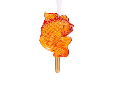 Новогоднее ёлочное украшение Золотая Рыбка из стекла (Оранжевый)