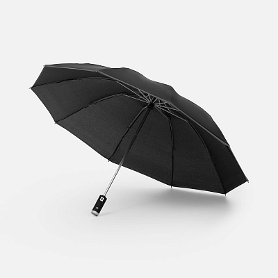 Зонт обратного сложения Norsken с фонариком, черный (Чёрный)