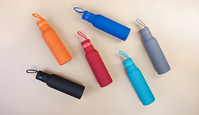 Бутылка для воды "Фитнес" 700 мл, покрытие soft touch, черный