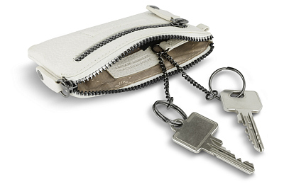 Ключница BUGATTI Elsa, белая, воловья кожа/полиэстер, 12,5х0,5х7 см